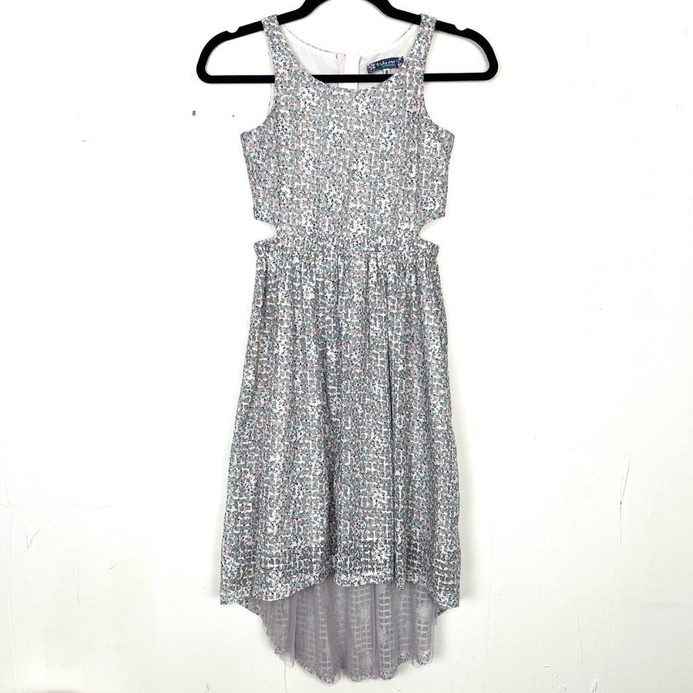 Truly Me Sara Sara Purple Floral Sequin Hi-Low Hem Dress Girls 8 Medium Easter